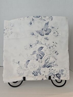 Cabbage Rose Elegant Blue Floral Trellis Cotton King Flat Sheet